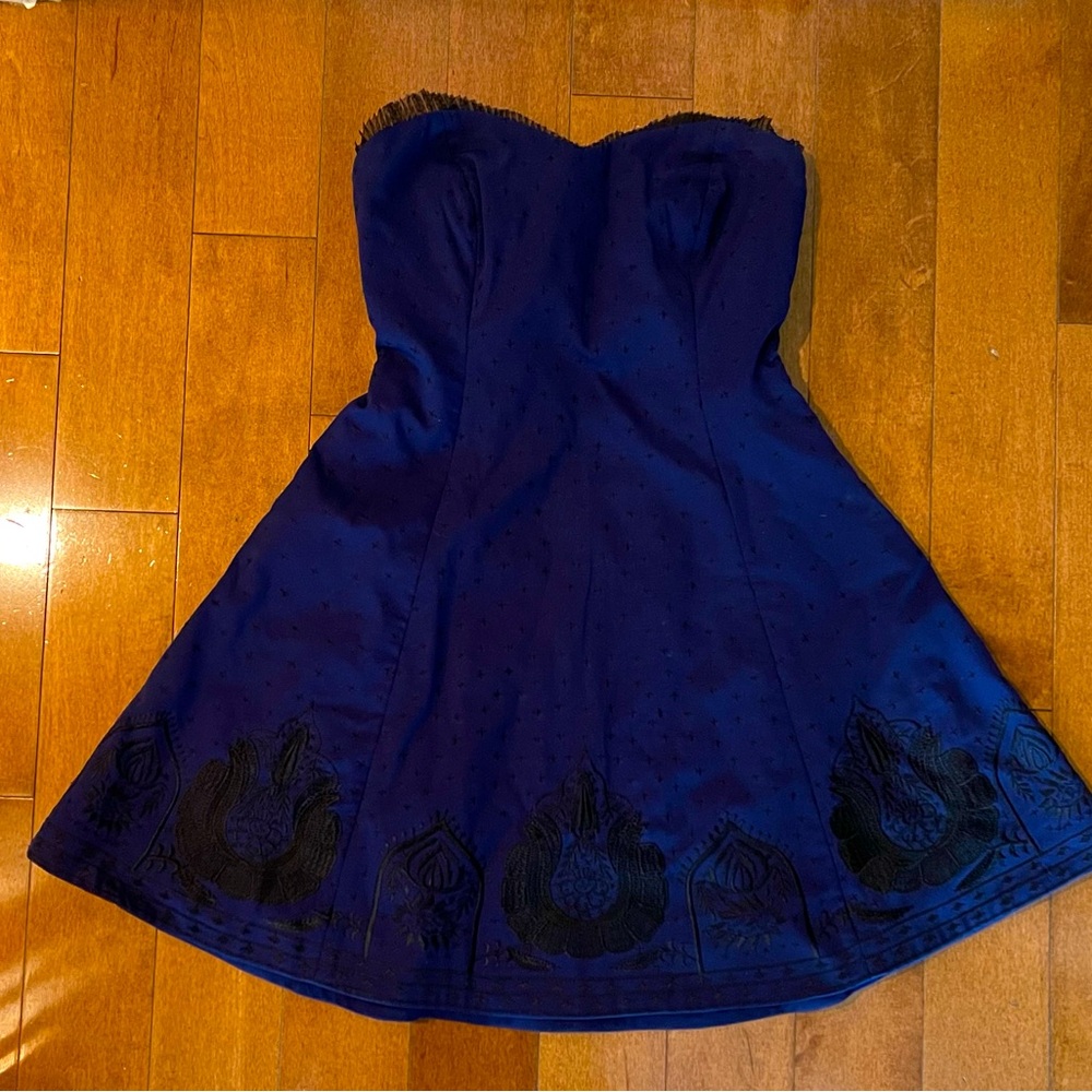 Free People navy blue strapless dress